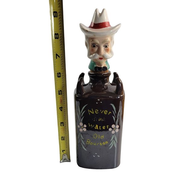 Vintage Redware Decanter Lipper & Mann Japan Never Drink Water Bourbon - Picture 11 of 12